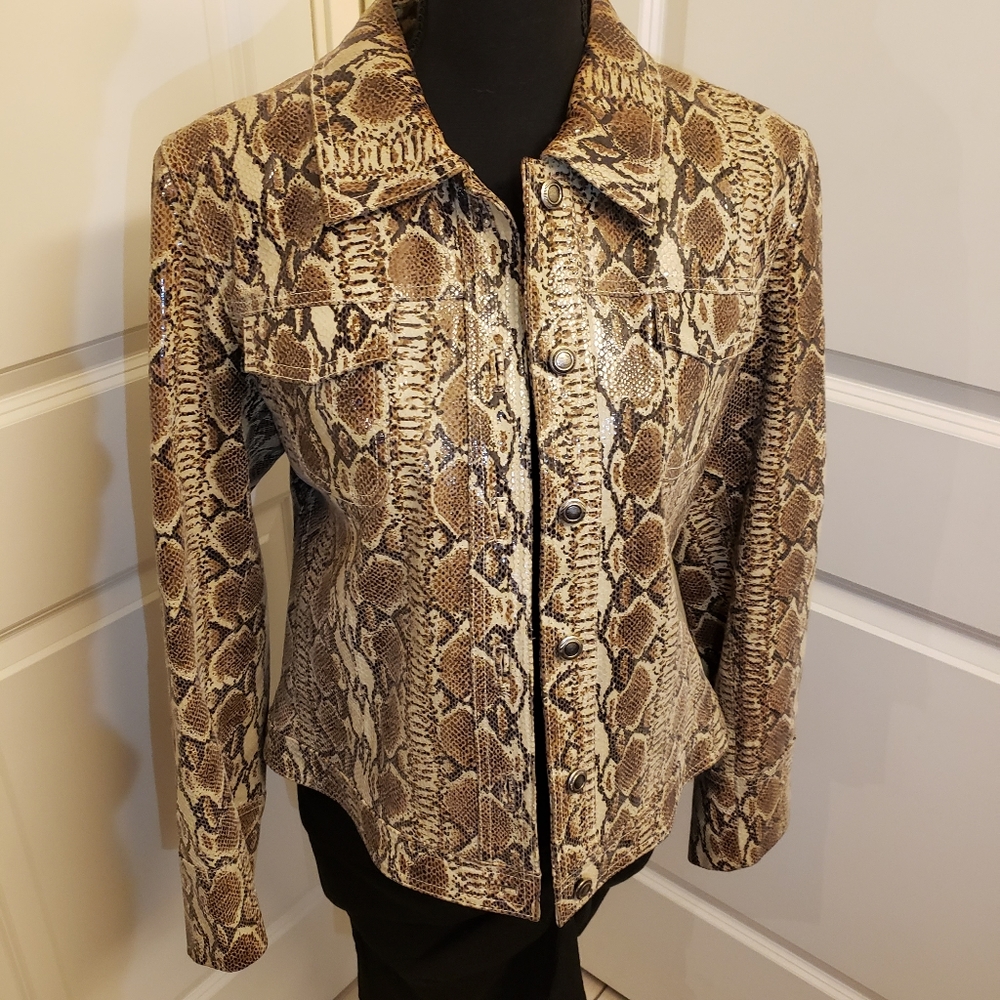 Elements by Vakko Leather Denim style jacket